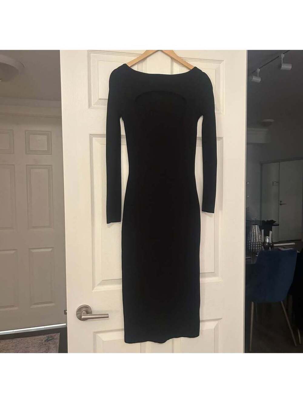Michael Kors Black Long Sleeve Cut-Out Midi Dress Size Medium